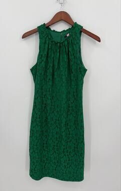 Trina Turk Cate Emerald Green Floral Lace Sheath 
Dress Sleeveless Size 6